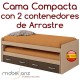 CAMA COMPACTA JUVENIL CON 2 CONTENEDORES DE ARRASTRE