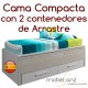 CAMA COMPACTA JUVENIL CON 2 CONTENEDORES DE ARRASTRE